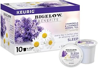 Bigelow Tea Benefits, Sleep Chamomile and Lavender Herbal Tea Keurig K-Cup Pods, Box of 10, Caffeine Free