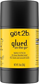 Got2B glued On-The-Go Hair Wax Stick, 1.8oz, Hair Styling Wax Stick Creates Sleek and Slick Styles Without The Crunch, Provides 72-HR Flexible Hold and Frizz Control
