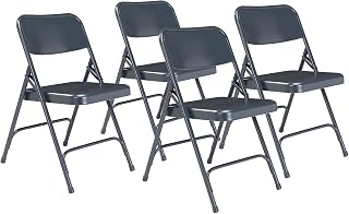 National Public Seating National Public Seat Home Office Decorative Premium All-Steel Folding Chair Blue - 4 Pack