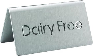 Service Ideas 1C-BF-DAIRYFREE-MOD Laser Cut Table Tent Sign, Dairy Free, 3" Length x 1.5" Width x 1.5" Height, Stainless Steel, Brushed Finish