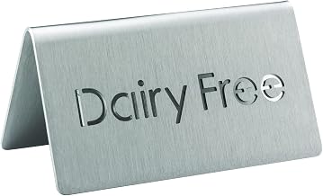 Service Ideas 1C-BF-DAIRYFREE-MOD Laser Cut Table Tent Sign, Dairy Free, 3" Length x 1.5" Width x 1.5" Height, Stainless Steel, Brushed Finish