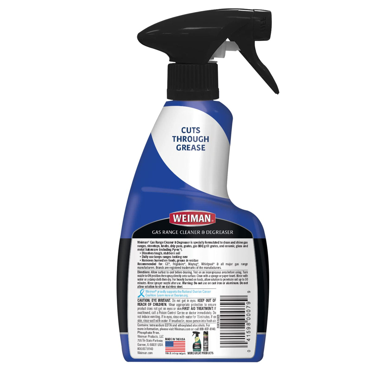 Gas Range Cleaner and Degreaser by Weiman – (Pack of 1), Plastic, 12 Oz Single