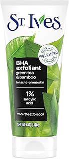 St. Ives Facial Scrub, BHA Green Tea & Bamboo with 1% Salicylic Acid for Acne-Prone Skin, 6 Oz