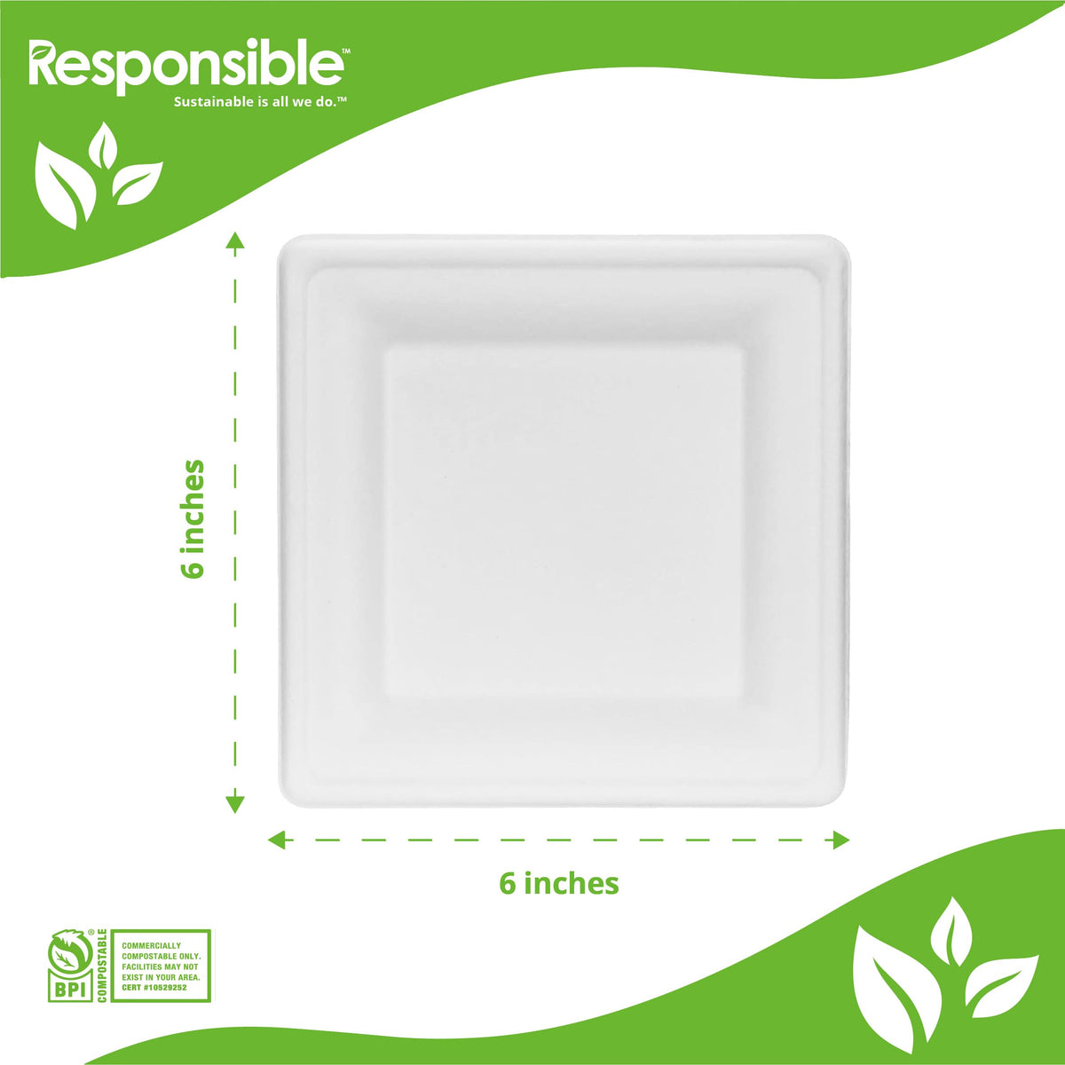 Responsible Products 6 Inch (50 count) / Classic White / Casual Plates