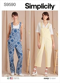 Simplicity S9590 Women's Straight Leg Overalls Sewing Pattern, Sizes XS-XL