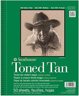 Strathmore 400 Series Wire Bound Toned Sketch Pad, 80 lb. Paper, 9 X 12 inches, Tan, 50 Sheets (412-9)