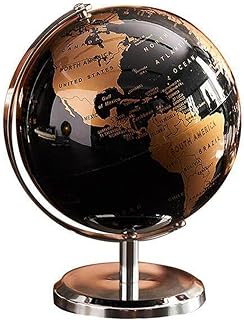 Fafeicy Desktop Globe with Metal Stand (Black Gold Antique Bronze Stand) | Gold Metal Base, 360-degree Rotation, 7.7x5.9x5.9 Inch Orb, Educational Decor, Surface