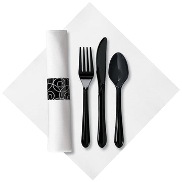 Caterwrap Heavyweight Cutlery Combo by Hoffmaster – 100 Piece, Paper, Black, Pack of 100, Model 119971
