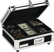 Vaultz Cash Box, Black | Cash storage tray for organizing bills, coins and small documents, black finish, compact and portable, secure storage