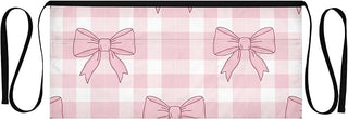 Pink Bow Waist Apron with 3 Pockets Waiter Server Short Aprons 25.2x11.8 Inch Stain Resistant Apron for Kitchen Garden Restaurant 1 Pack