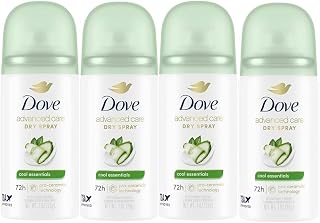 Dove Advanced Care Cool Essentials Antiperspirant & Deodorant Dry Spray - (72-Hour Sweat & Odor Protection Cool Fresh Scent with Pear and Cucumber Travel Size 1 oz Pack of 4