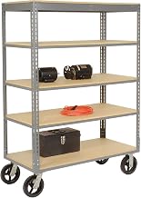 Global Industrial Easy Adjust Boltless 5 Shelf Truck, Wood Shelves, Rubber Casters, 36" L x 18" W x 68" H