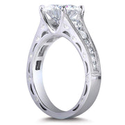Moissanite & Channel Bridal Ring Set 14k White Gold by Kobelli – 11, White Gold, White, Model MZ61932R-ED