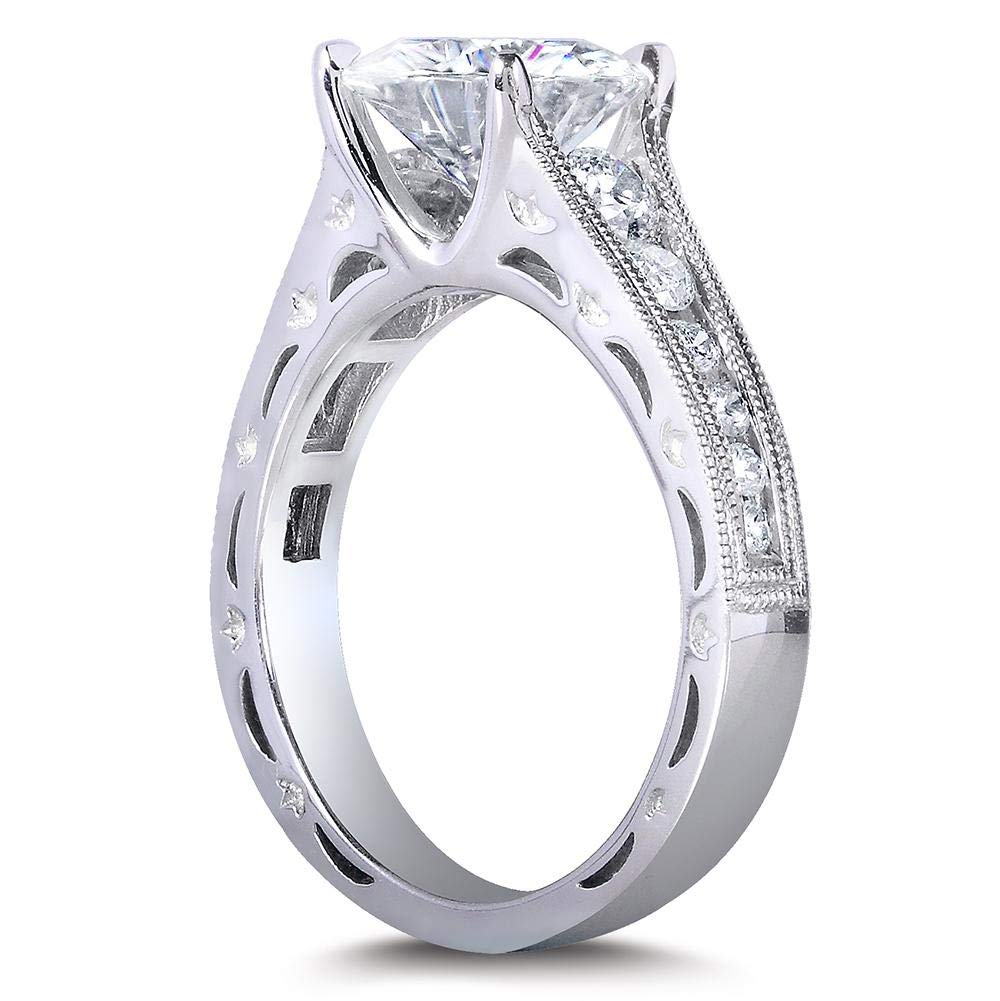 Moissanite & Channel Bridal Ring Set 14k White Gold by Kobelli – 11, White Gold, White, Model MZ61932R-ED