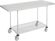 Global Industrial Mobile Workbench with Wire Rack, Plastic Laminate Square Edge, 72" W x 30" D, Chrome