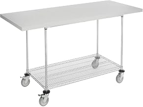 Global Industrial Mobile Workbench with Wire Rack, Plastic Laminate Square Edge, 72" W x 30" D, Chrome