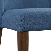 Walnut Veneer Dining Chairs with Polyester Upholstery Set of by Starlight Canyon Home – Rubberwood Solids and Walnut Veneers, Solid + Manufactured Wood, Blue, Pack of 2