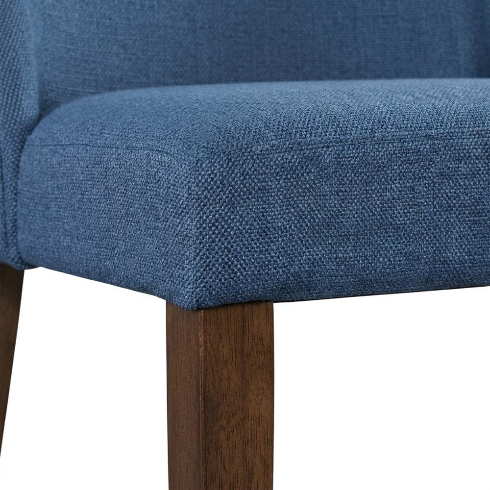 Walnut Veneer Dining Chairs with Polyester Upholstery Set of by Starlight Canyon Home – Rubberwood Solids and Walnut Veneers, Solid + Manufactured Wood, Blue, Pack of 2