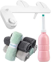 Brondell Fresh Spa FSA-15 Bidet Attachment, Bamboo Towels, and GoSpa Travel Bidet Bundle – Adjustable Non-Electric Bidet with Reusable Towels and Portable Peri Bottle
