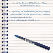 Eye Micro UB-150 Fine Rollerball Pen - Blue by Uni-Ball – 3pack, Stainless Steel, Blue, Pack of 3, Model 153486287