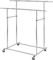 65in DUAL BAR ADJUSTABLE INDUSTRIAL GARMENT RACK
