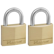 Keyed Padlocks by Master Lock – 40mm 4-Pin - Keyed Alike x 2, Alloy Steel, Brass, Model 140EURT