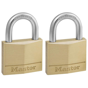 Keyed Padlocks by Master Lock – 40mm 4-Pin - Keyed Alike x 2, Alloy Steel, Brass, Model 140EURT
