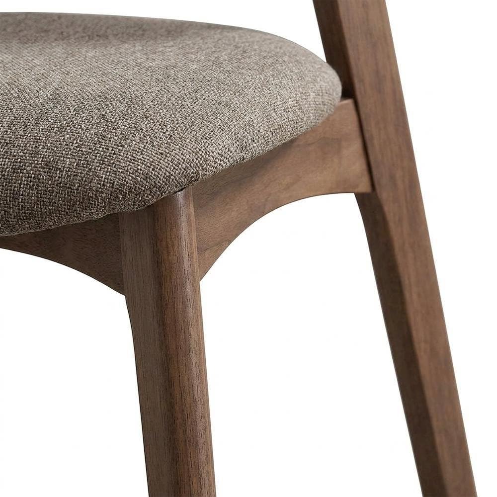 Linen-Upholstered Side Chair with Walnut-Finish Legs by Furnifact – Wood, Light Brown; Walnut, Pack of 2
