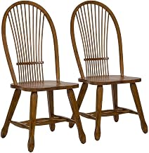 Oak Veneer Sheaf-Back Side Chairs Set of by Starlight Canyon Home – Solid + Manufactured Wood, Brown, Pack of 2