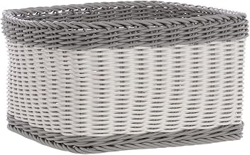 HUBERT Grey and White Storage Basket - 12"L x 12"W x 6 1/2"H