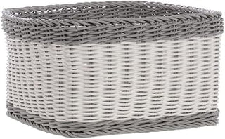 HUBERT Grey and White Storage Basket - 12"L x 12"W x 6 1/2"H