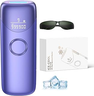 Ubroo 5°C Ice Cooling IPL Hair Removal Machine, Portable Handheld Depilator to Reduce Hair Regrowth, Whole Body Gentle Use for Body Skin(Purple)
