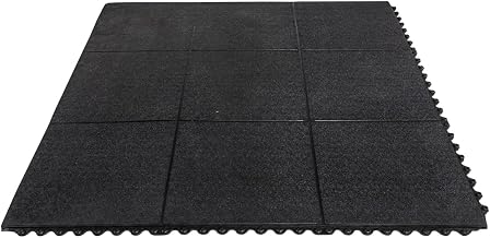 Notrax Industrial Anti Fatigue Mat Interlocking Floor Tiles | Black 3'x3' Modular Standing Pad Puzzle Mats Designed for Custom Stress Mats for Standing at Work - 1 Tile - Natural Rubber