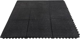 Notrax Industrial Anti Fatigue Mat Interlocking Floor Tiles | Black 3'x3' Modular Standing Pad Puzzle Mats Designed for Custom Stress Mats for Standing at Work - 1 Tile - Natural Rubber