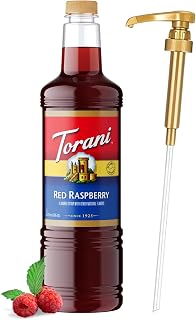 Torani Red Raspberry Syrup 1L with Pump Berry Flavoring for Coffee & Drinks