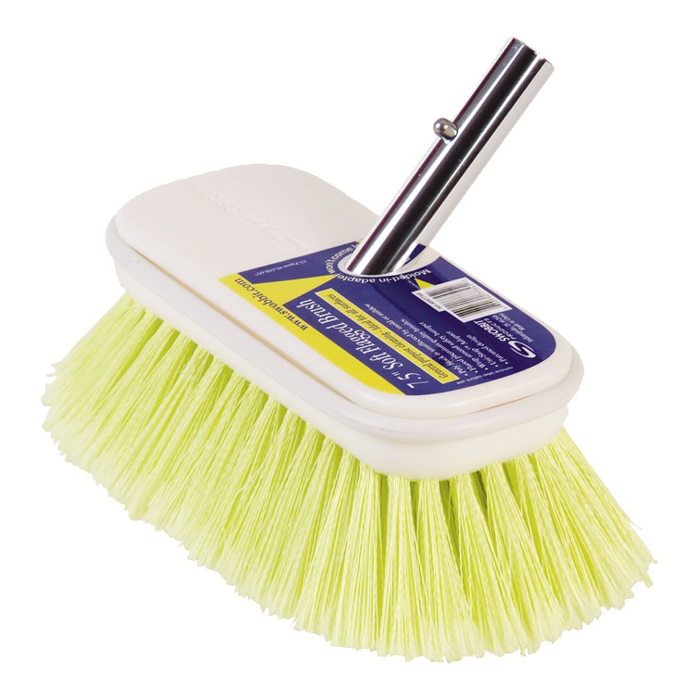 7-1/2" Soft Flagged Green Brush by Swobbit – 12"L x 8"W x 7"H, Nylon, Yellow, Model SW77345
