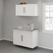 Sauder Garage Core Upper Cabinet, Base Cabinet, Doors, and Top, White Finish