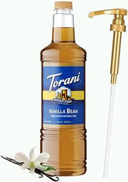 Torani Sugar Free Vanilla Bean Syrup 1 Liter with Pump – Keto, Zero Calorie