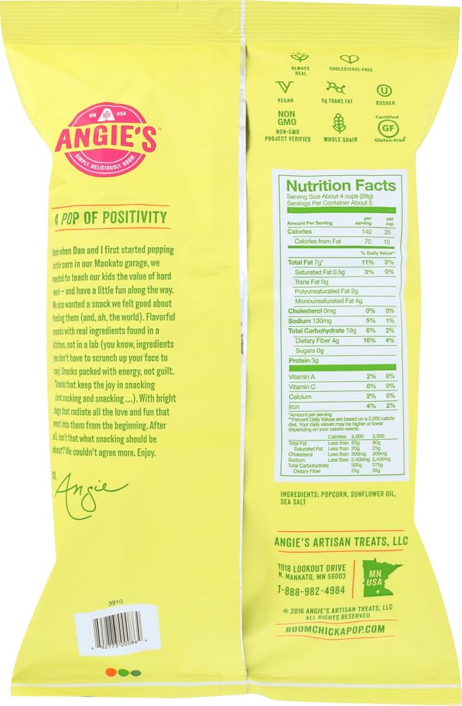 pop Sea Salt Popcorn by Angie's Artisan Treats – Pack of 12