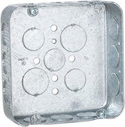 RACO 245 Square Box, 1-1/2-Inch Depth, 1/2-Inch Knock-Out, 4-11/16-Inch (Pack of 25)