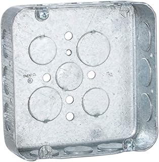 RACO 245 Square Box, 1-1/2-Inch Depth, 1/2-Inch Knock-Out, 4-11/16-Inch (Pack of 25)