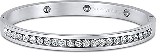 Stackable Channel Set White Cubic Zirconia CZ AAA Bangle Bracelet for Women in Silver or Gold Tone Stainless Steel Perfect for Weddings
