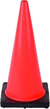 Cortina Traffic Cone, Vinyl with Black Base 03-500-05, 18" Height, Red/Orange