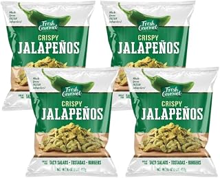 Fresh Gourmet Crispy Lightly Salted Jalapenos Low Carb |Crunchy Snack and Salad Topper 16 Ounce (Pack of 4)