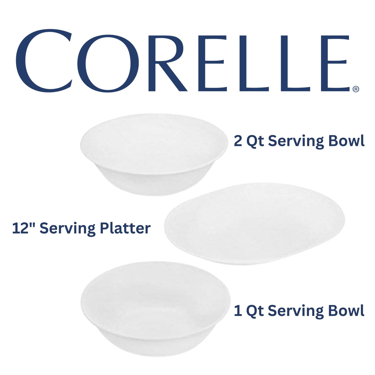 White 3-Piece Completer Set by Corelle – Vitreous China, White, Pack of 3, Model 8541921299