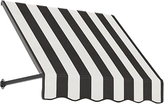 Awntech 3' Dallas Retro (40.5"-18"-24") Straight Slope Fixed Awning with Anodized Arms, Black/White Stripe