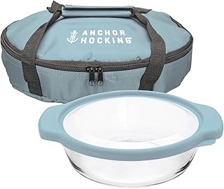 Anchor Hocking 3 Pc. 2 Qt. Oven Basics Casserole Dish w/Mineral Blue TrueFit™ Lid