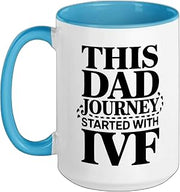 IVF In Vitro Fertilization Transfer Day Fertility IVF Dad Ceramic Mug, Blue/White, 15oz