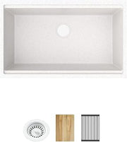 Elkay Quartz Classic 33" x 22" x 9-1/2" Single Bowl Undermount Workstation Sink 4pc Kit White