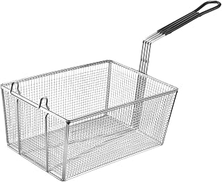 CAC Stainless Fry Basket Nickel-Plated 13-3/8x9-1/2x6-1/8" Black Handle 10-1/2"